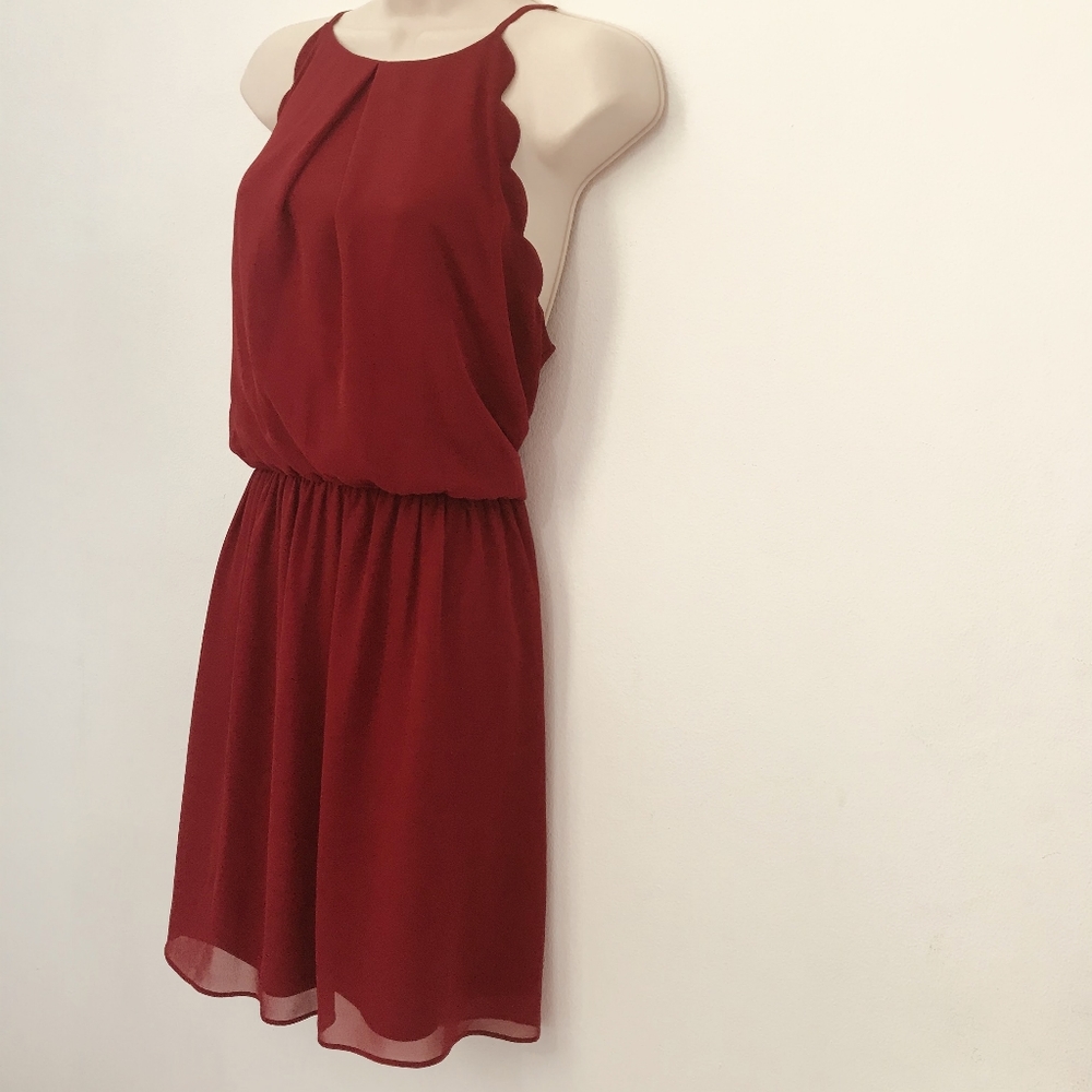 BCX XL Red Halter Scallop Fit & Flare Dress